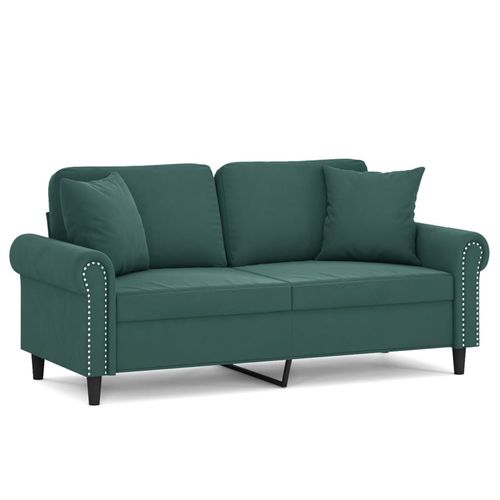 2-osobowa sofa z poduszkami, ciemnozielona, 140 cm, aksamit na Arena.pl