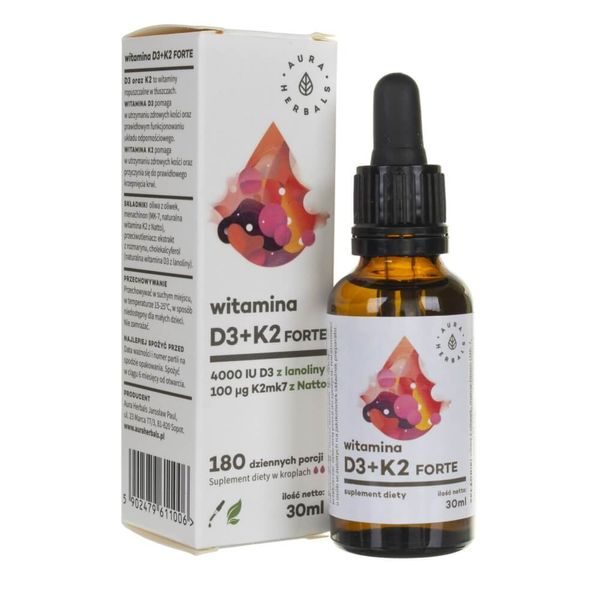 Aura Herbals Witamina D3 K2mk7 Forte W Kroplach 30 Ml