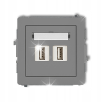 GNIAZDO 2x USB-AA 3.0 KARLIK DECO SZARY MAT