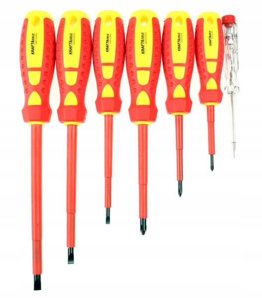 ZESTAW WKRĘTAKI ŚRUBOKRĘTY IZOLOWANE + PRÓBNIK DO PRĄDU PROBÓWKA TESTER x7 zdjęcie 1