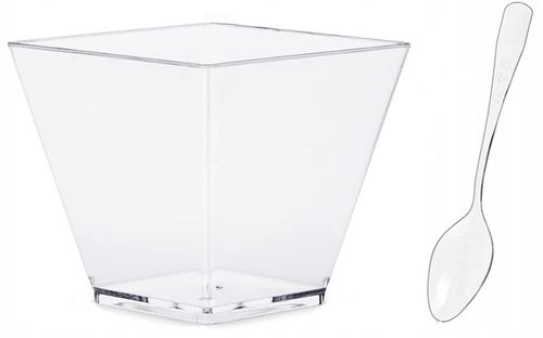 Zestaw Pojemniki piramidki na desery deserki mini 200ml + łyżeczki 50 kompl na Arena.pl