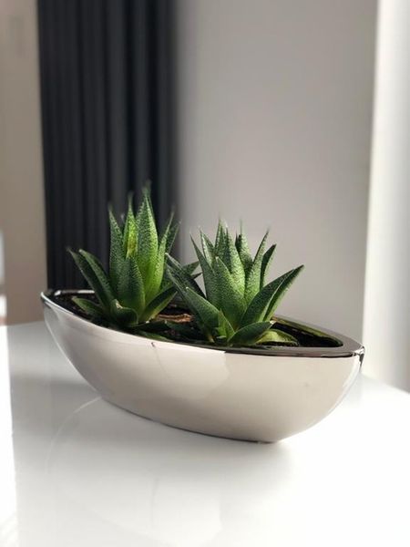CERAMICZNA OSŁONKA 40cm ŁÓDKA SREBRNA zdjęcie 3