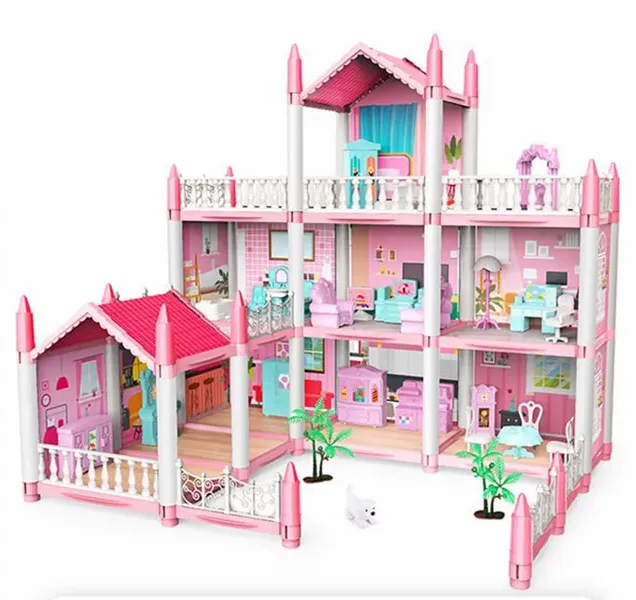 Duży Domek dla Lalek Villa Rezydencja Meble Taras zdjęcie 16