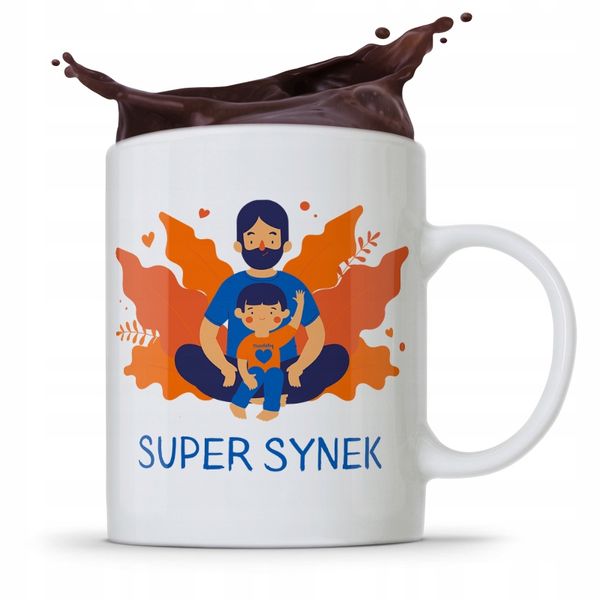 Kubek Prezent Dla Syna Dziecka Super Synek Z Nadrukiem Ze Zdjęciem zdjęcie 1