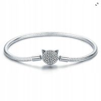 Bransoletka modułowa baza do Charms SREBRO 925 Kotek 21 cm