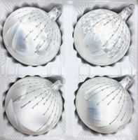 Bombki szklane 10cm 4 sztuki Ręcznie zdobione. Produkt polski (biały)