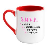 KUBEK "S.U.K.A." Wzór - Elegant Biało-Czerwony 330 ml