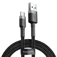 wytrzymały nylonowy kabel przewód usb usb-c 2a 3m czarno-szary