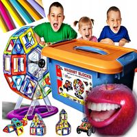 EDUKACYJNE KLOCKI MAGNETYCZNE 124 elementy SZABLON certyfikat GRATIS