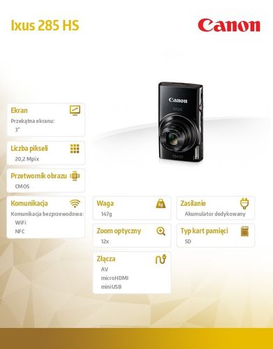 Canon Ixus 285 HS BLK 1076C001AA na Arena.pl