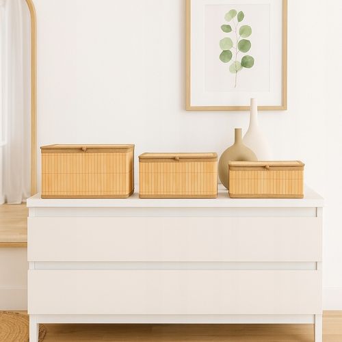 3x ORGANIZER BAMBUSOWY NA BIURKO KOSMETYKI 3 POJEMNIKI PUDEŁKA DO na Arena.pl