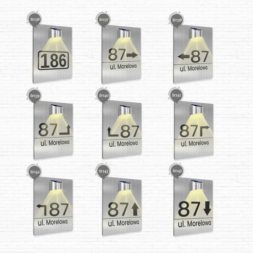 duża TABLICZKA ADRESOWA dibond srebrna adres strzałka 40x30 lampka solarna na Arena.pl