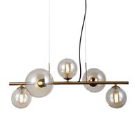 Szklana lampa wisząca Canello PND-406007-5-HBR Italux molekuły mosiądz miodowy