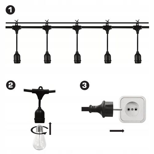 Girlanda Ogrodowa Świetlna 10m + 10x Żarówka LED 1W 2700K Zewnętrzna IP65 na Arena.pl