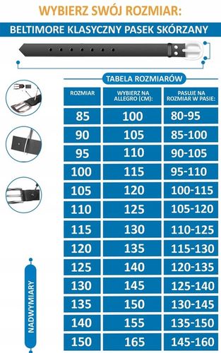 PASEK do spodni MĘSKI szeroki SKÓRZANY CZARNY r100 na Arena.pl