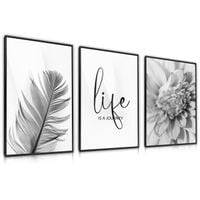 Zestaw X3 Plakat W Ramie Do Sypialni Kwiaty Liście Minimalizm 60cm x 80cm