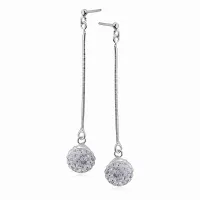WISZĄCE SREBRNE KOLCZYKI BIAŁE KULKI KULECZKI 8MM KRYSZTAŁKI CRYSTAL BEADS
