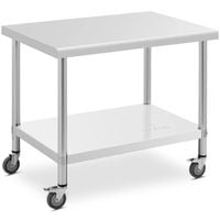stół metalowy gastronomiczny na kółkach z półką stal 70 x 100 cm