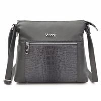 VEZZE torebka damska skórzana listonoszka kroko z paskiem V022 c.szara