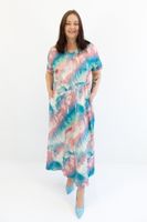 Wielokolorowa Długa Sukienka z Efektem Tie-Dye 42