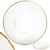 Talerz Szklany Złoty Duży Patera Taca na Ciasto Przekąski Przystawki 30 cm