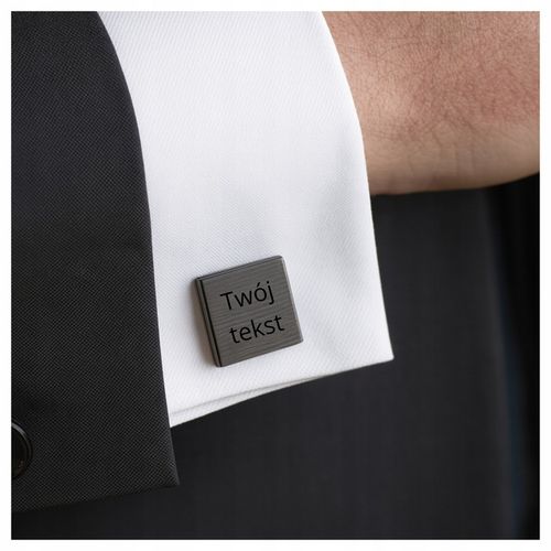 Spinki do mankietów grafitowe grawerowane TWÓJ TEKST GRAFIKA na prezent na Arena.pl