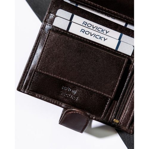 portfel męski na dokumenty z rfid w brązowym kolorze - rovicky na Arena.pl