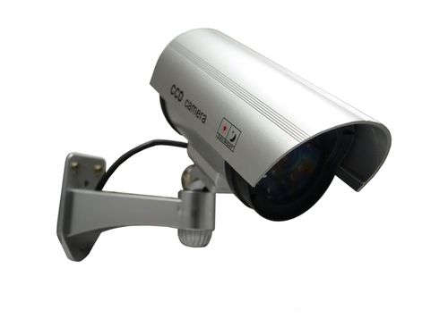 Kamera atrapa led monitoring zewnętrzna ścienna z diodą migająca srebrny na Arena.pl