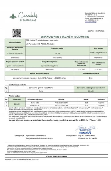 Susz konopny CBD Gorilla GOLD 10 g zdjęcie 6