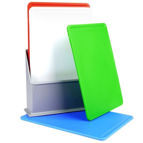 4x Deski Kuchenne do Krojenia Żywności w Stojaku Plastikowe Zestaw Desek na Arena.pl