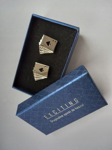 Srebrne spinki do mankietów koszul EXC Karty do Gry Cztery Asy na Arena.pl