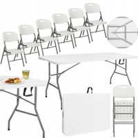 ZESTAW STÓŁ SKŁADANY WALIZKA TURYSTYCZNY CATERINGOWY BANKIETOWY + 6 KRZESEŁ