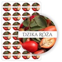 NAKLEJKI etykietki nalepki DZIKA RÓŻA przetwory słoiki olejki 24szt.