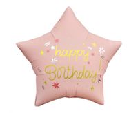 Balon foliowy gwiazdka Happy Birthday różowa matowa, 44 cm