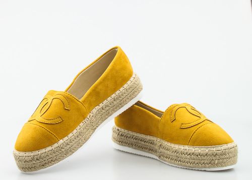 ŻÓŁTE ESPADRYLE PLATFORMY MODNE ZAMSZ LOGO 38 na Arena.pl