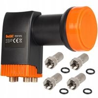 KONWERTER SATELITARNY QUAD PREMIUM 4K HD 4 GNIAZDA POCZWÓRNY + 4x WTYK