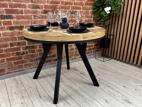 Stół okrągły 100 rozkładany do 200 cm LOFT metalowe nogi gruby blat na Arena.pl