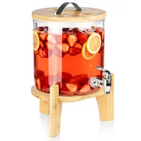 Słój Napoje Duży Słoik Dystrybutor Szklany Kranem Kranikiem Stojakiem 5L