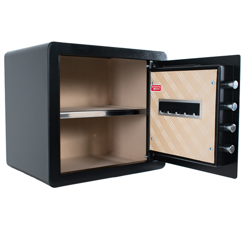 Pancerny Domowy Sejf z Zamkiem Elektronicznym i Kluczem 36x40x30 cm Czarny na Arena.pl
