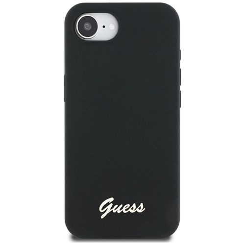 Etui Guess Silicone Script Metal Logo MagSafe do iPhone 16e czarny na Arena.pl