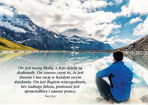 Kartka składana 22 z wersetem On jest naszą Skałą, a Jego na Arena.pl