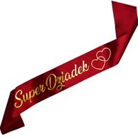 Super Dziadek - bordowa szarfa ze złotym nadrukiem