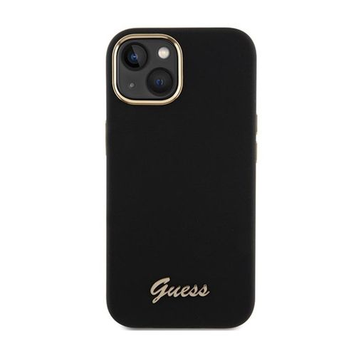 Guess Silicone Script Metal Logo & Frame - Etui iPhone 15 (czarny) na Arena.pl