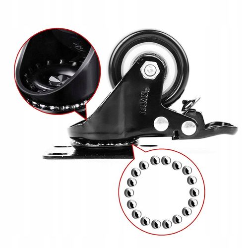 4× ZESTAW JEZDNY KÓŁKA OBROTOWE GUMOWE KOŁA ŁOŻYSKOWANE MEBLOWE 50mm na Arena.pl