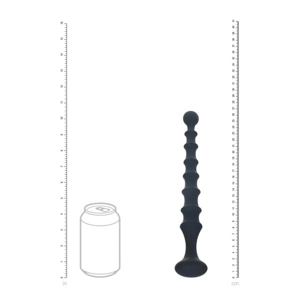 Ribbed Silicone Flared Anal Probe - Black zdjęcie 5