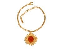 pozłacana bransoletka z kwiatem i bursztynem z kolekcji amber