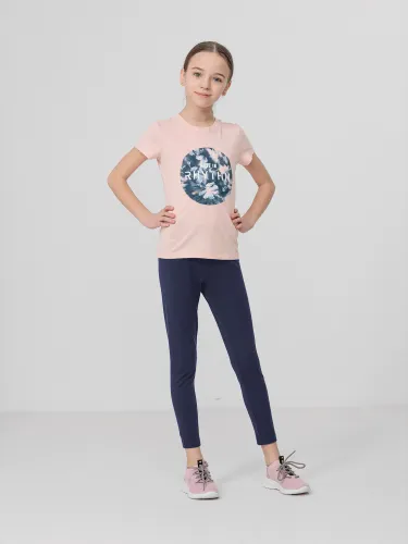 4F Legginsy dziewczęce granatowe bawełniane dopasowany krój Roz 164CM na Arena.pl