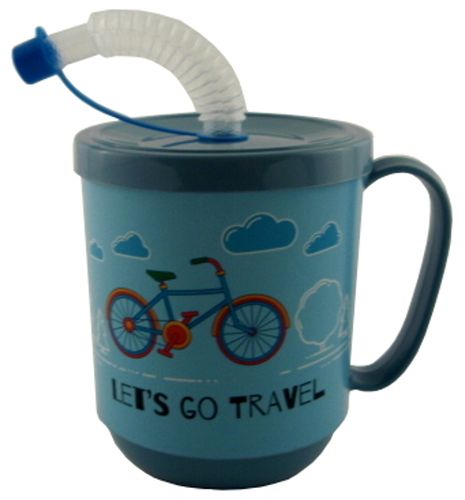 KUBEK Z UCHEM SŁOMKĄ RURKĄ DO NAPOJÓW SOKÓW Z POKRYWKĄ na Arena.pl