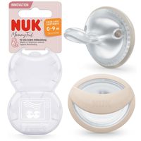 NUK Smoczek uspokajający MOMMYFEEL 0-9m szary + biały 2 sztuki