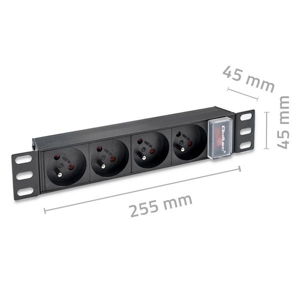 Qoltec Aluminiowa Listwa zasilająca PDU do RACK 10''1U 16A 4xFRENCH zdjęcie 9